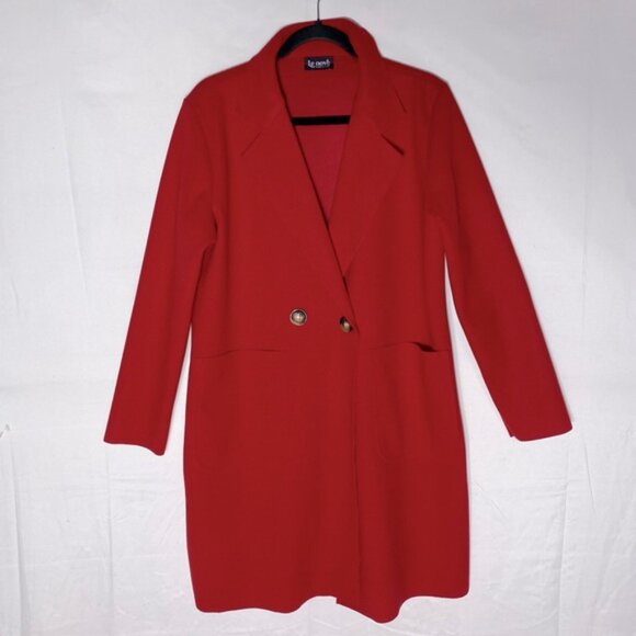 Le Nove Caposhie Red Two Button Lightweight Notched Lapel Coat Jacket M - Picture 16 of 16